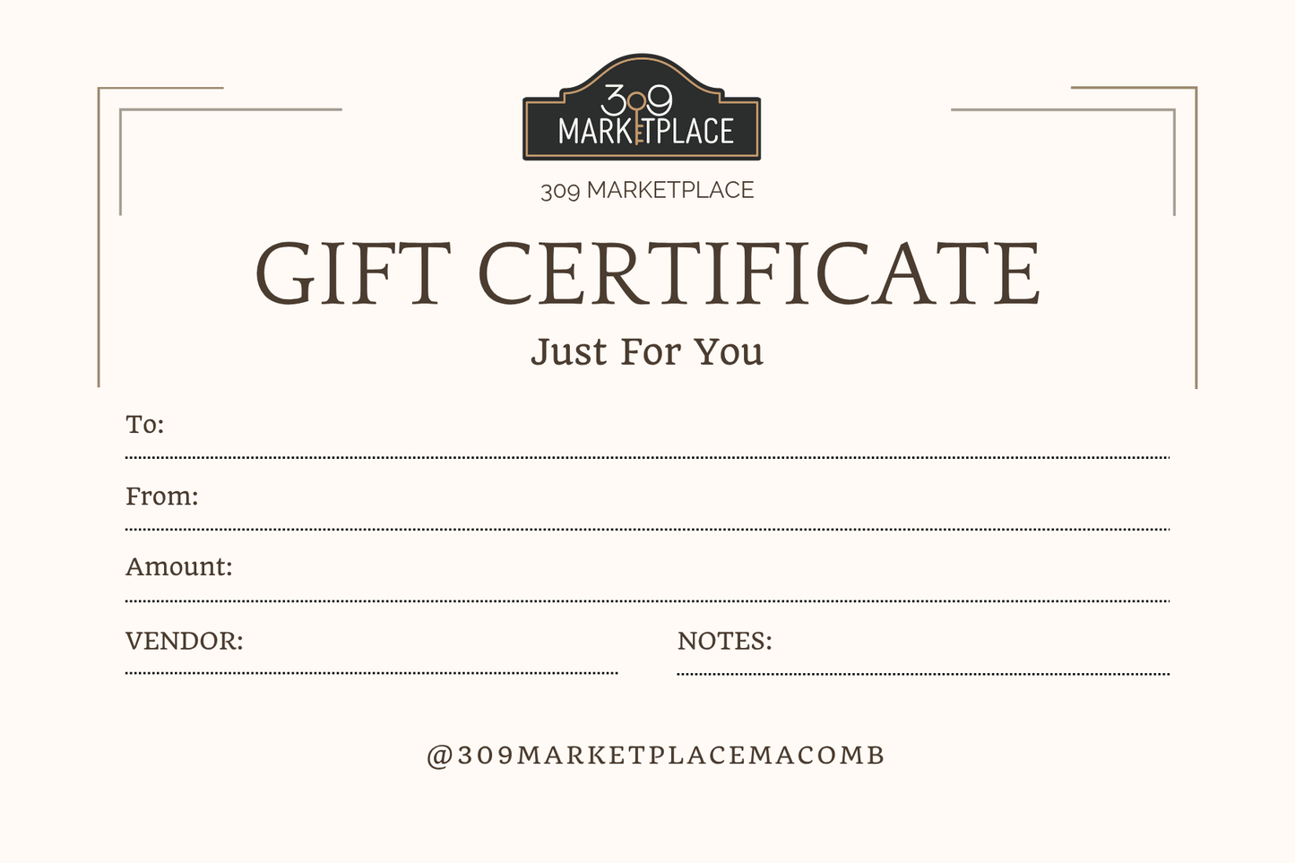 309 MARKETPLACE GIFT CARD