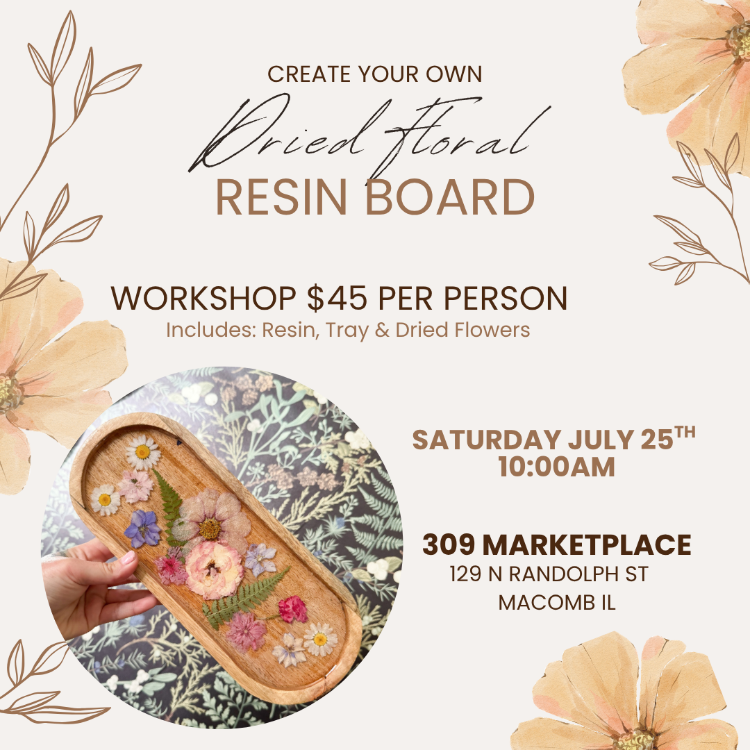Dried Floral Wooden Resin Tray WORKSHOP